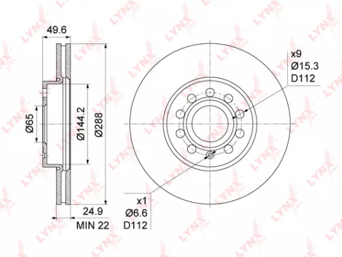 LYNXAUTO Brake disc, front (288x25) (BN-1201)