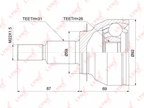 LYNXAUTO CV-Joint, outer (CO-3920)