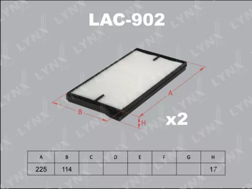 LYNXAUTO Cabin filter (x2) (LAC-902)