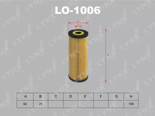 LYNXAUTO Oil filter (insert) (LO-1006)