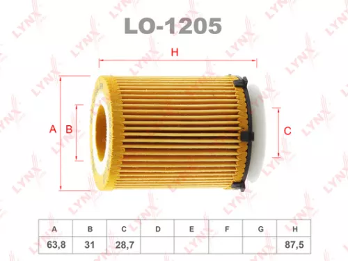 LYNXAUTO Oil filter (insert) (LO-1205)