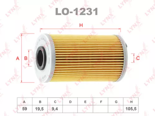 LYNXAUTO Oil filter (insert) (LO-1231)