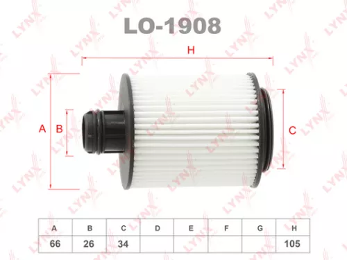 LYNXAUTO Oil filter (insert) (LO-1908)