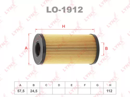 LYNXAUTO Oil filter (insert) (LO-1912)