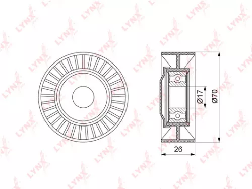 Tension pulley, poly v-belt (for tensioner INA)